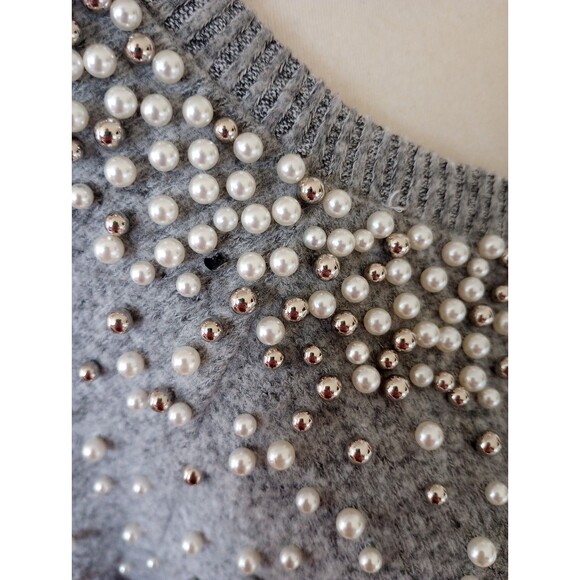 Torrid Super Soft Plush Sweater Top Gray Pearl Studded Size 4 4X Cozy Stretch - Picture 3 of 9